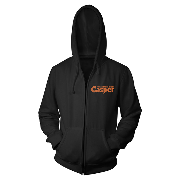 Black hoodie with Casper the Friendly Ghost Halloween themed design