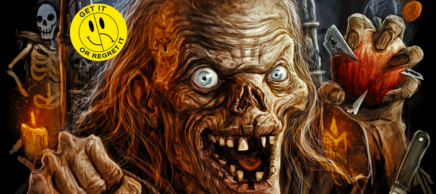 Horror-themed illustration with the Crypt Keeper, and pumpkin, featuring a 'Get It or Regret It' logo.