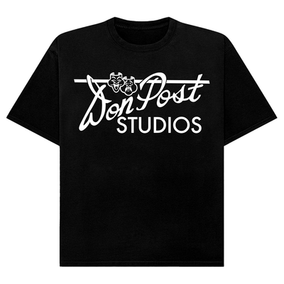 Black t-shirt with 'Don Post Studios' logo