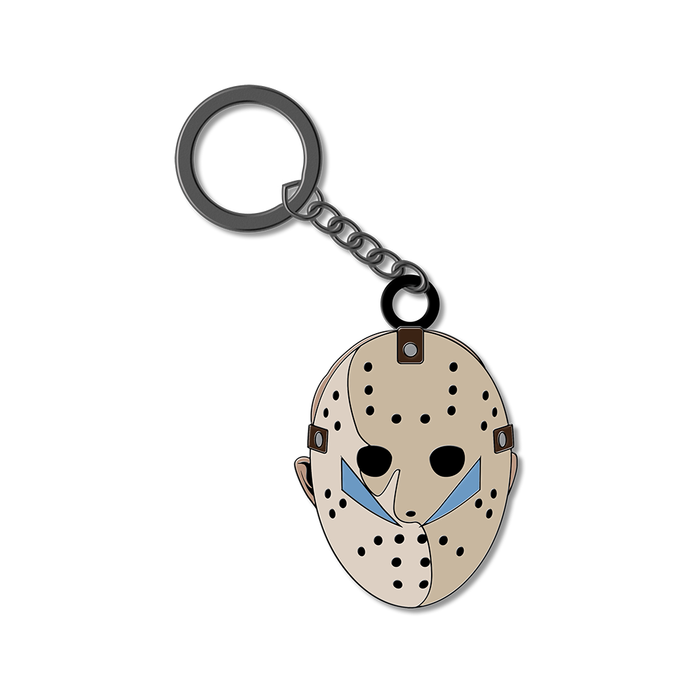 Keychain with a Roy from Friday the 13th Part V: A New Beginning design on a white background
