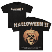 Black t-shirt with 'Halloween II' text and pumpkin design