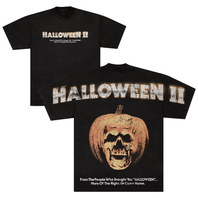 Black t-shirt with 'Halloween II' text and pumpkin design