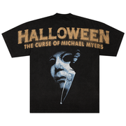 Black t-shirt with 'Halloween: The Curse of Michael Myers' text and graphic