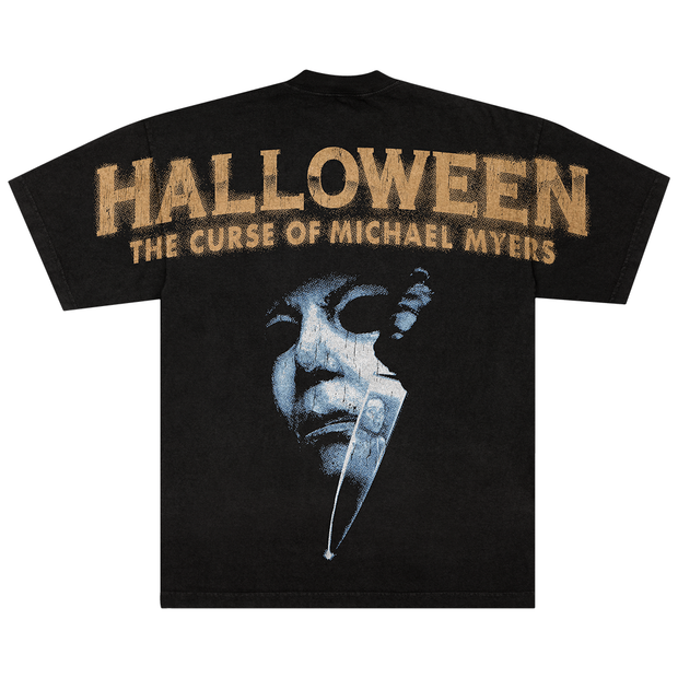 Black t-shirt with 'Halloween: The Curse of Michael Myers' text and graphic
