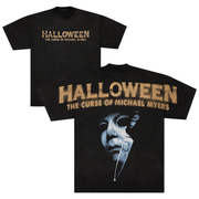 Black t-shirt with 'Halloween: The Curse of Michael Myers' text and graphic