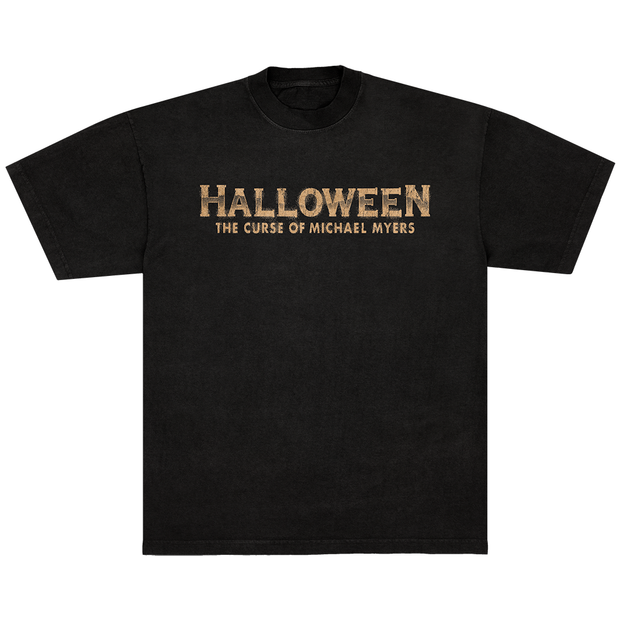 Black t-shirt with 'Halloween: The Curse of Michael Myers' text and graphic