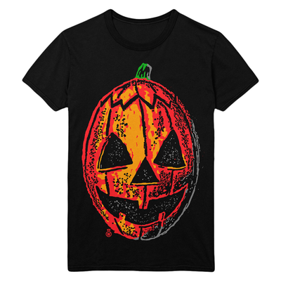Black t-shirt with Halloween-themed design featuring Don Post Studios Halloween Trio Masks from Halloween III: Season of the Witch