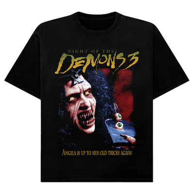 Black t-shirt with 'Night of the Demons 3' graphic design.