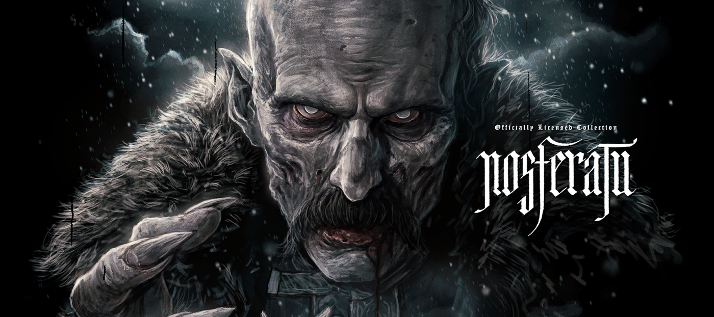 Dark-themed character with fur-lined clothing and 'Nosferatu' branding.