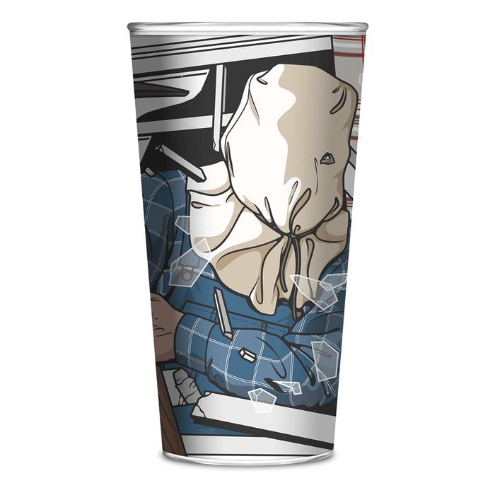 Cup with a graphic design of Jason Voorhees from Friday the 13th Part 2.