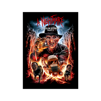 Movie poster for 'A Nightmare on Elm Street Part 2' featuring Freddy Krueger.