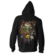 Black hoodie with 'Nightmare Before Christmas' graphic on the back