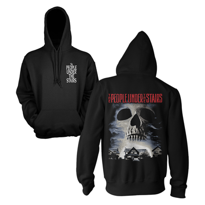 Black hoodie with 'The People Under The Stairs' logo on front and back design.