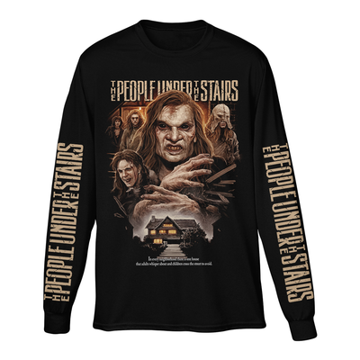 Black long-sleeve shirt with 'The People Under the Stairs' graphic design