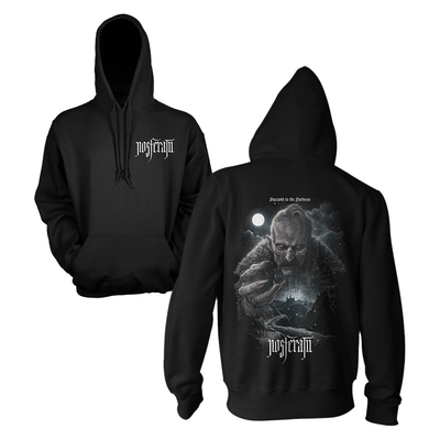 Black hoodie with 'Nosferatu' branding on front and back, featuring a graphic design.