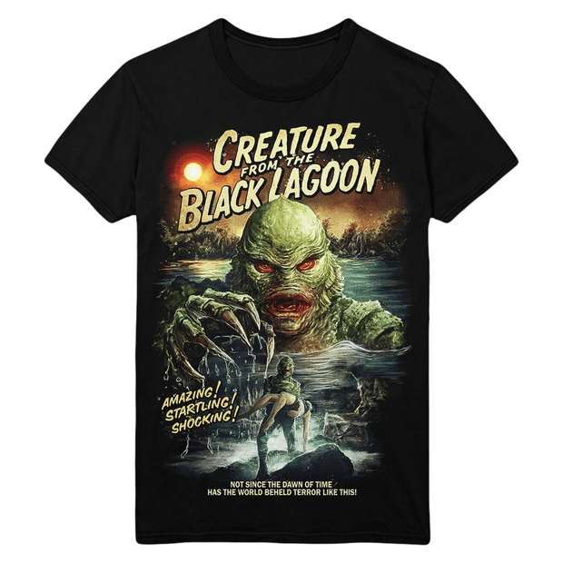 Rock Rebel Men's Creature From The Black Lagoon Poster T-Shirt – Officially Licensed Monster Tee (Black)